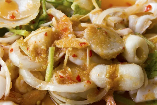 Thai seafood salad in thai restaurant — Stock Photo, Image