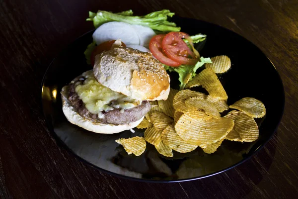 Hamburger and french fries — Stock Photo, Image