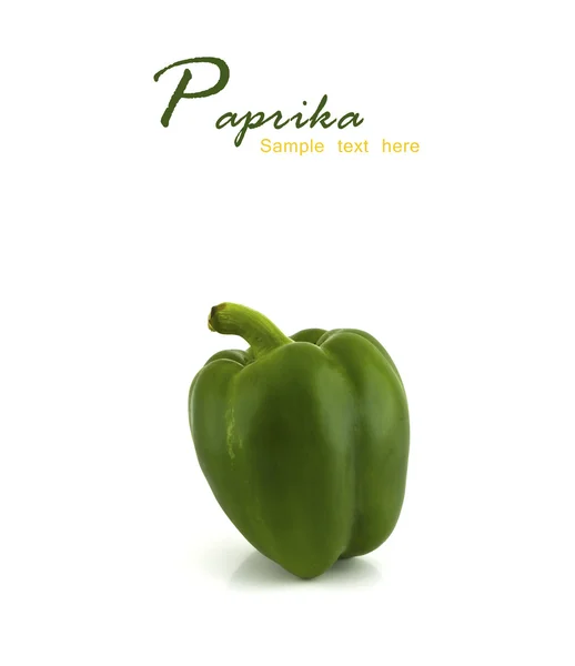 Green paprika on white background with copy space. — Stock Photo, Image