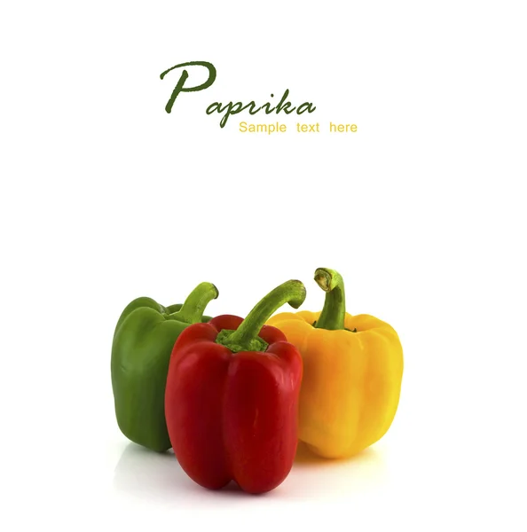 Paprika fresca colorata isolata su sfondo bianco con copia sp — Foto Stock