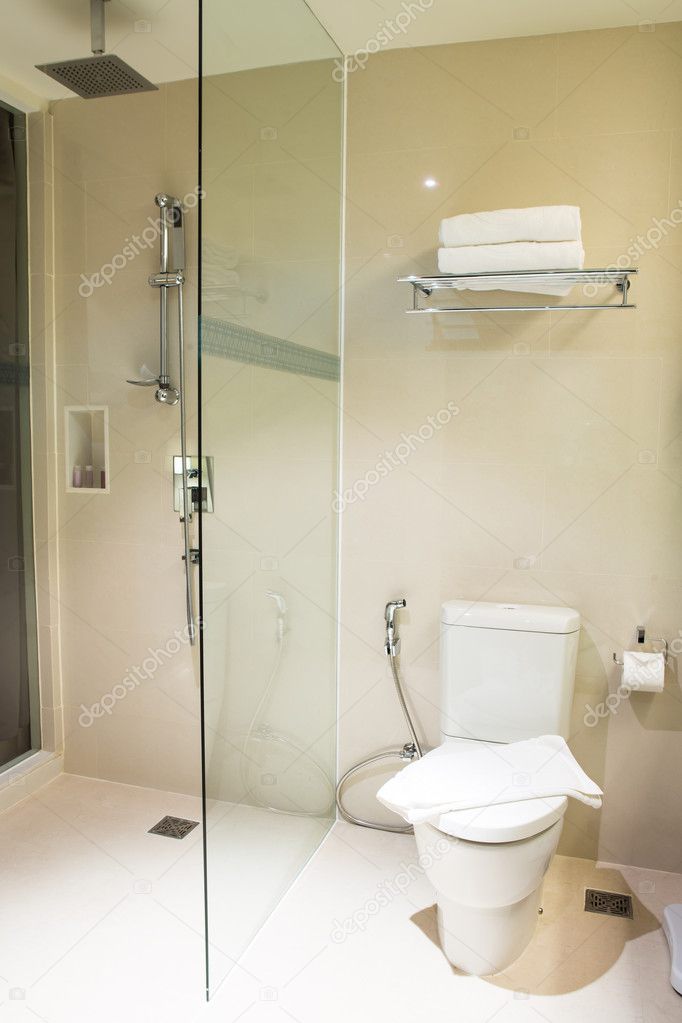 white bathroom with toilet