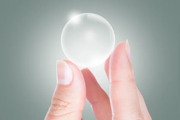 Woman hands hold empty bubble — Stock Photo, Image