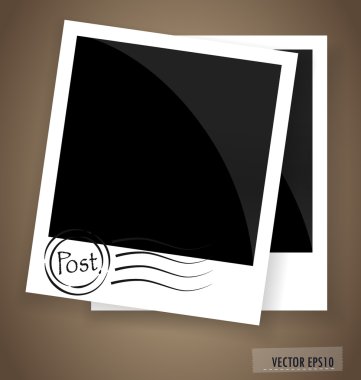 boş bir grunge vektör çizim posta pulları ve fotoğraf fram