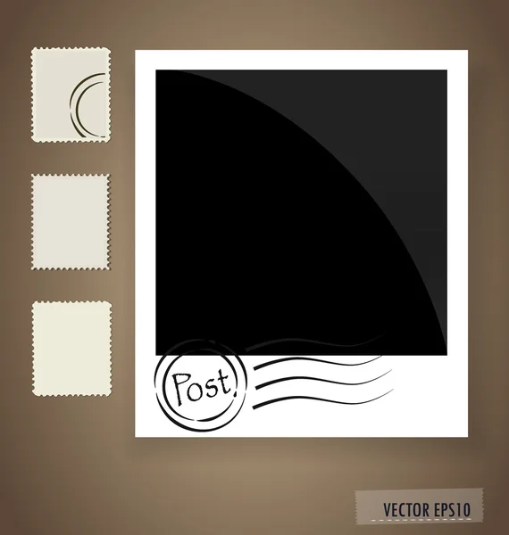 Ilustración vectorial de sellos de poste grunge en blanco y foto fram — Vector de stock