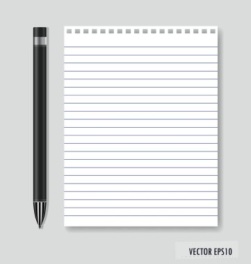 kalem ve kağıt, metniniz için hazır. vektör çizim.