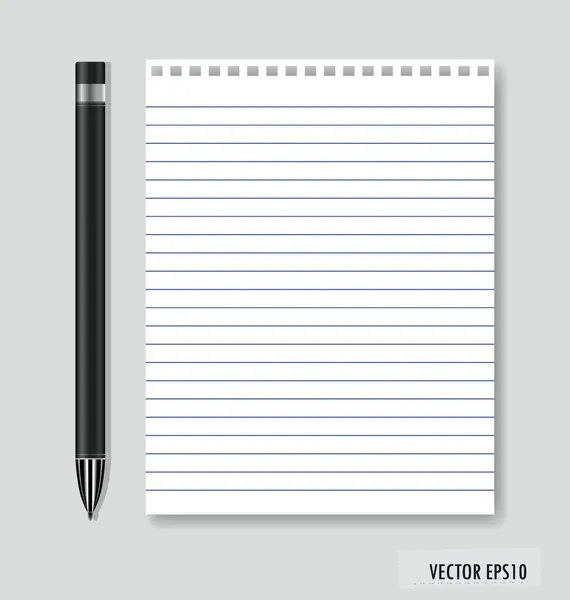 Stylo et papier, prêt pour votre texte. Illustration vectorielle . — Image vectorielle