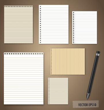 Vector set: Vintage paper designs (paper sheets, lined paper and