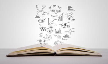 sihirli kitap iş kavramı ve grafik