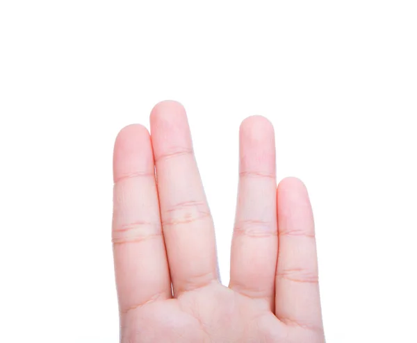 Woman hand on white background — Stock Photo, Image