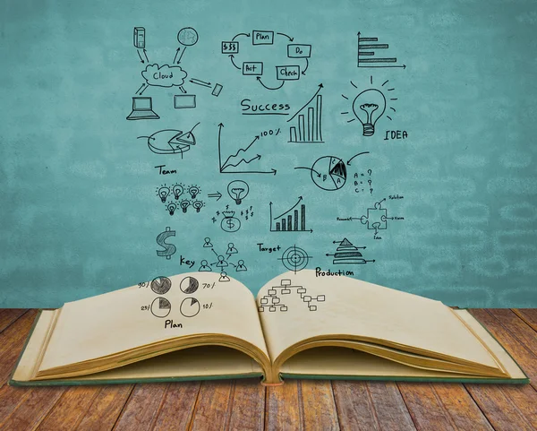 sihirli kitap iş kavramı ve grafik