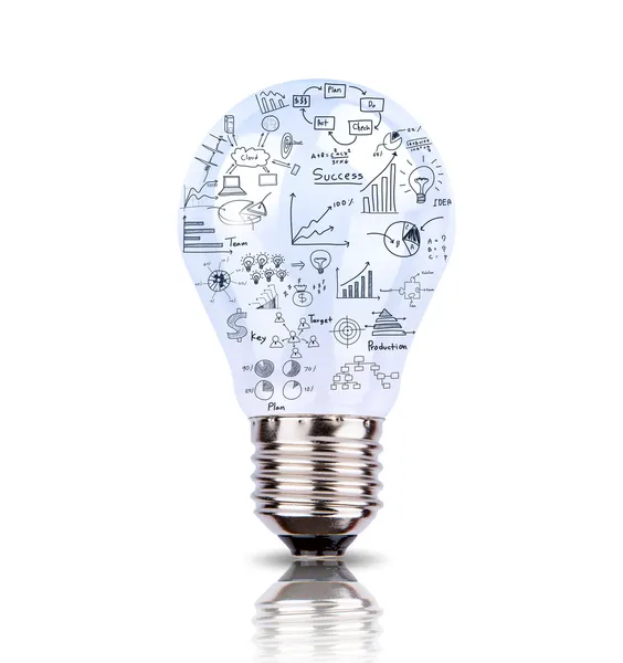 ampul ile izole üzerinde beyaz adam içinde grafik çizim