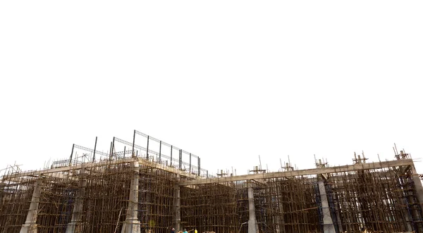 Unfinished building construction site isolated on white backgrou — Stock Photo, Image