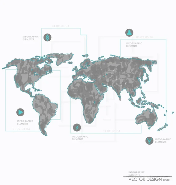 Conjunto de elementos de infografía. Mapa del mundo y gráficos de la información — Archivo Imágenes Vectoriales