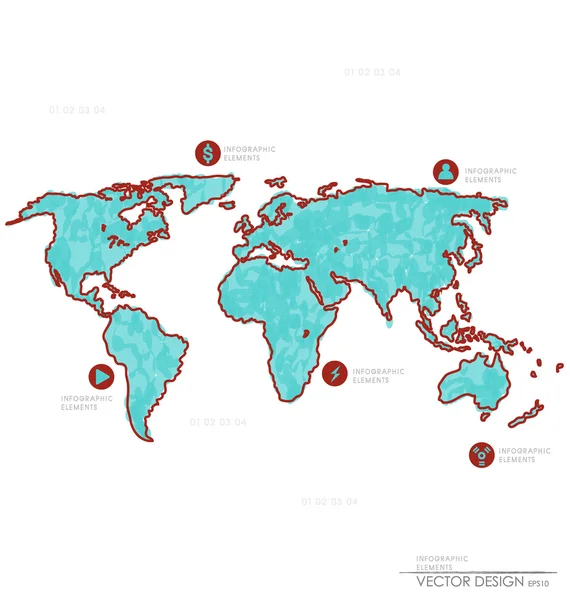 Conjunto de elementos de infografía. Mapa del mundo y gráficos de la información — Archivo Imágenes Vectoriales