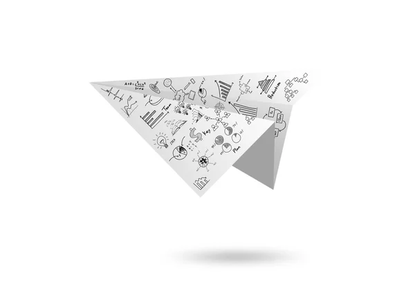 Γράφημα χαρτί αεροπλάνο που απομονώνονται σε λευκό — Φωτογραφία Αρχείου