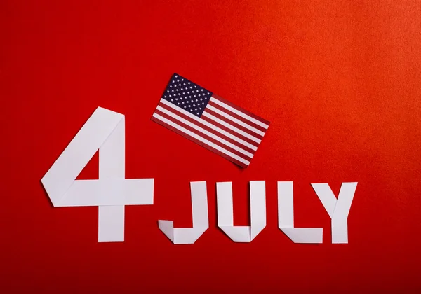 True paper cut of American Independence Day 4th July with Flag — Stock Photo, Image