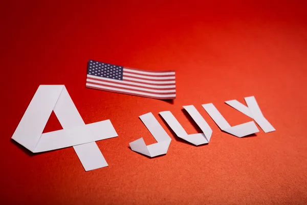 True paper cut of American Independence Day 4th July with Flag — Stock Photo, Image