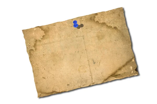 Almohadilla de notas vieja o nota de recordatorio con pin azul — Foto de Stock