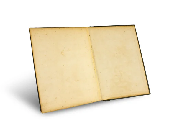 Öppen gammal bok isolerad på vit bakgrund — Stockfoto