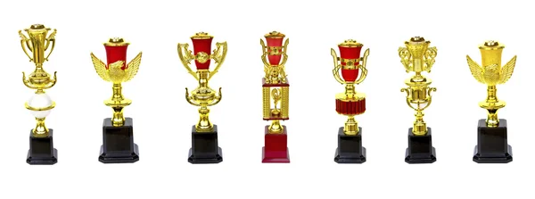 Collection of gold trophy isolated on white background — Stock Photo, Image