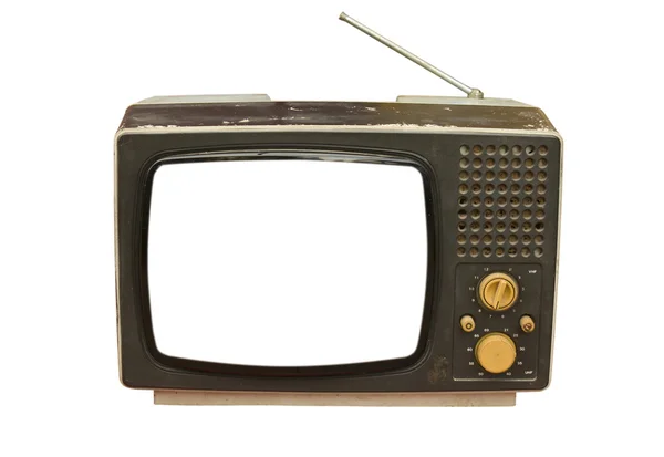 Velho vintage TV isolado no fundo branco — Fotografia de Stock