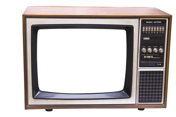 Vecchia TV vintage isolata su sfondo bianco — Foto Stock