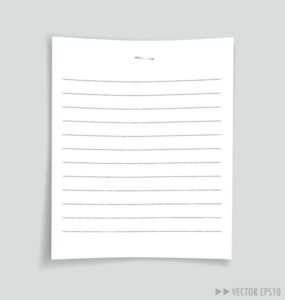 Tomt vitt papper, redo för ditt meddelande. vektor illustration — Stock vektor