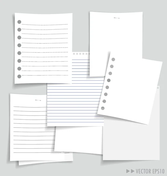 Sammlung verschiedener Weißbücher, bereit für Ihre Botschaft. vect — Stockvektor