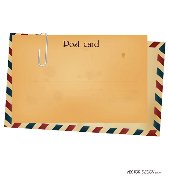 Cartão postal e envelope vintage . — Vetor de Stock