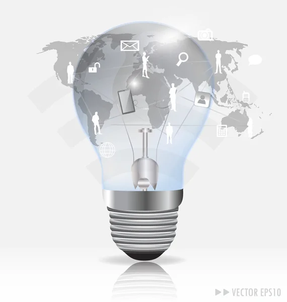 Light bulb with social networking concept. Vector illustration. — Stock Vector