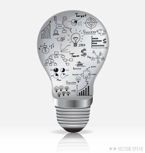 Light bulb with elements of infographics and graph. Vector illus — Stock Vector