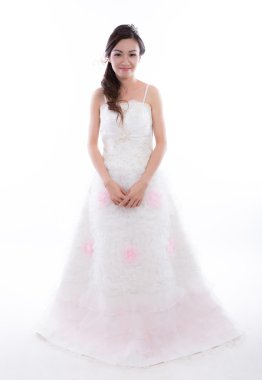 güzel bir gelin Gelinlik üzerine beyaz izole ile portresi