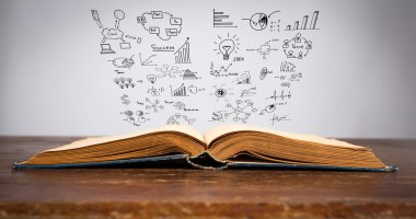 sihirli kitap iş kavramı ve grafik