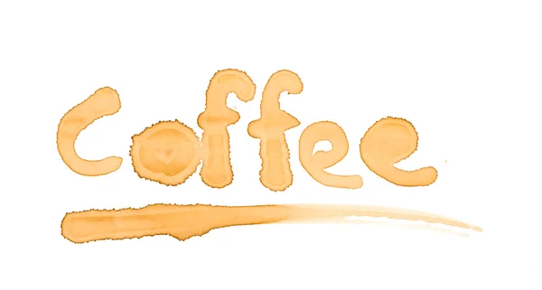 Coffee stains word " Coffee " isolated on white background — Stock Photo, Image