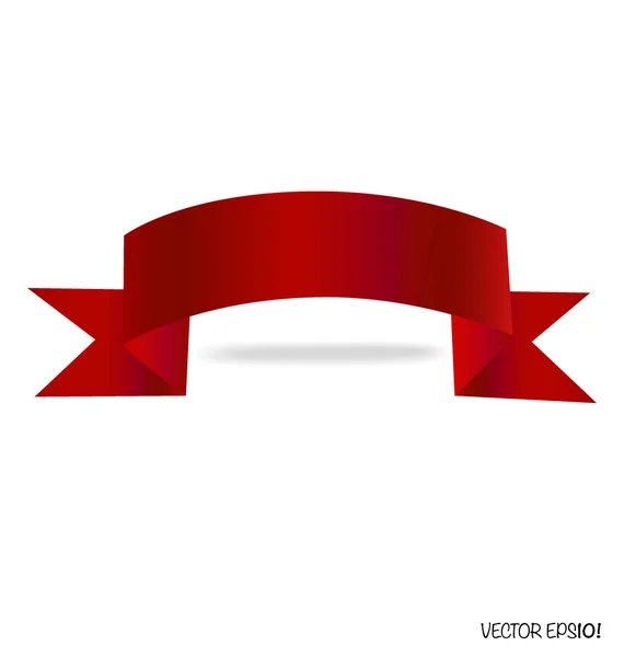 Shiny red ribbon on white background with copy space. Vector ill — Stock Vector