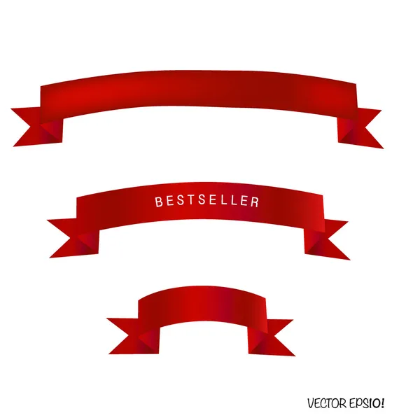 Shiny red ribbon on white background with copy space. Vector ill — Stock Vector