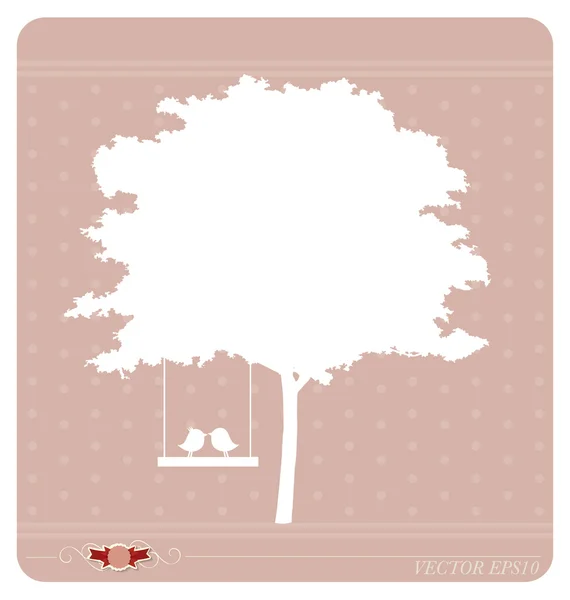 Fondo vectorial con árbol y ave. Ilustración vectorial . — Vector de stock