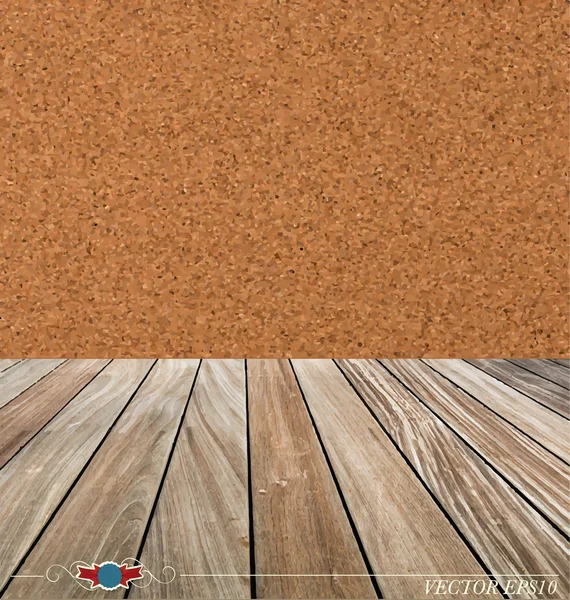 Tavola di sughero e pavimento in legno. Illustrazione vettoriale — Vettoriale Stock