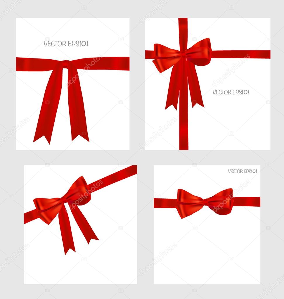 Set of Shiny red ribbons and beautiful gifts. Vector illustratio