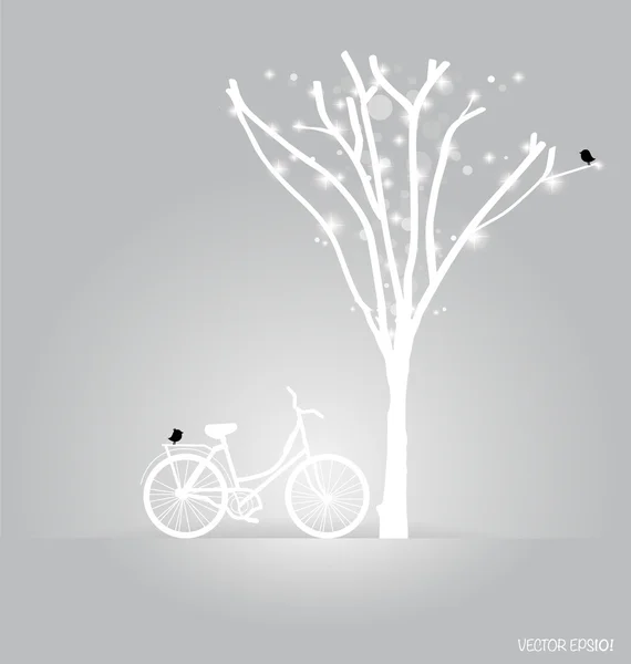 Vektor bakgrund med cykel under träd. vektor illustration. — Stock vektor