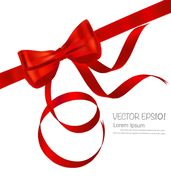 Shiny red ribbon on white background with copy space. Vector ill — Stock Vector