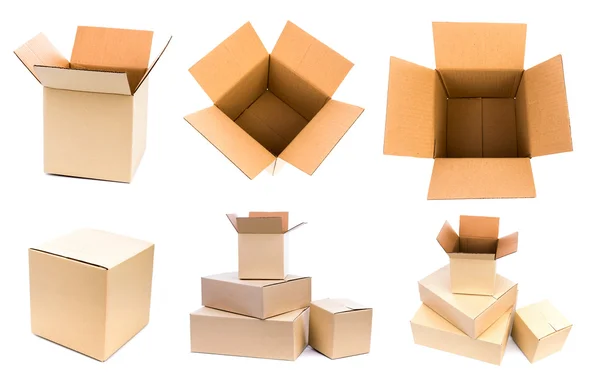 Cajas de cartón aisladas sobre fondo blanco —  Fotos de Stock