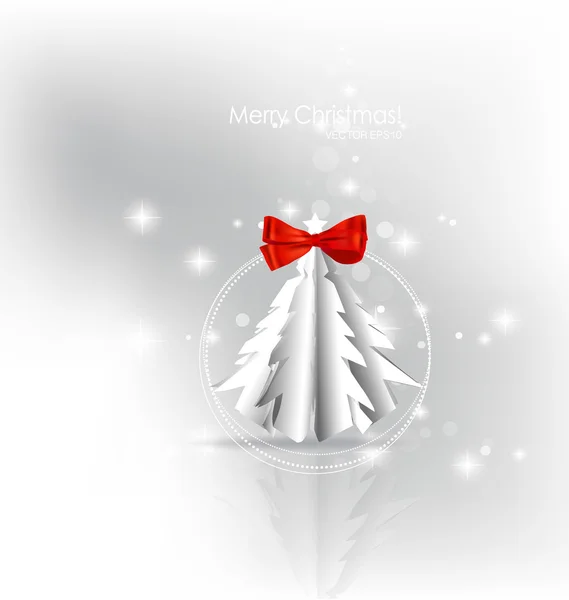 Kerstmis achtergrond met papier kerstboom, vector illustrat — Stockvector