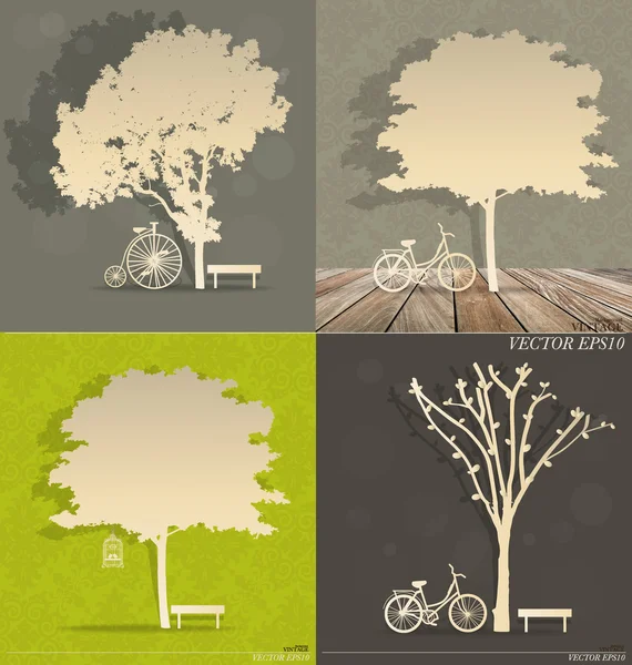 Set van abstracte boom achtergrond. vectorillustratie. — Stockvector