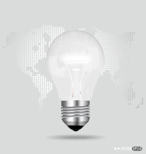 Illustration of an electric light bulb with a world map. Vector — Stock Vector