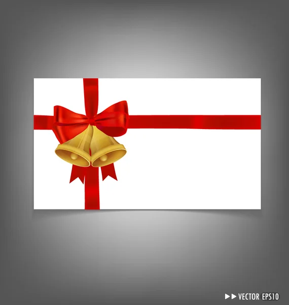 Card with red ribbons bows. Vector illustration. — Stock Vector