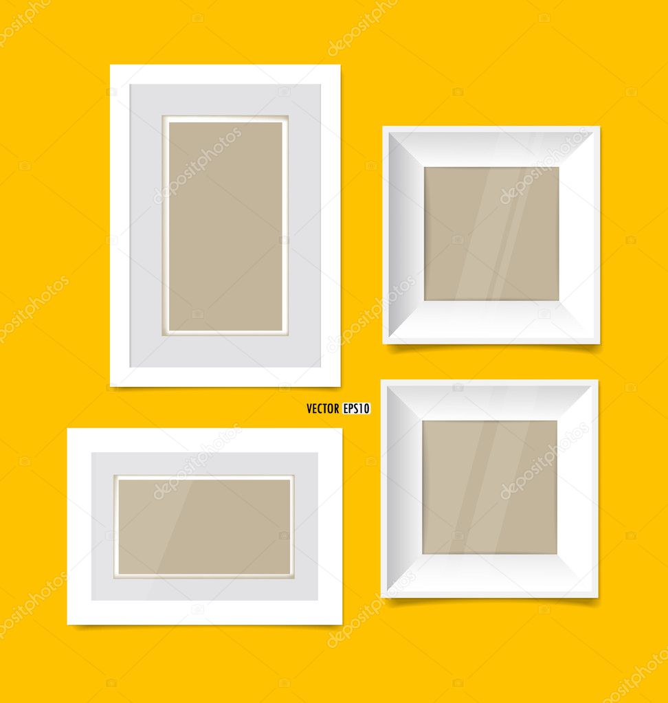 Picture frames on yellow wall. Vector EPS10