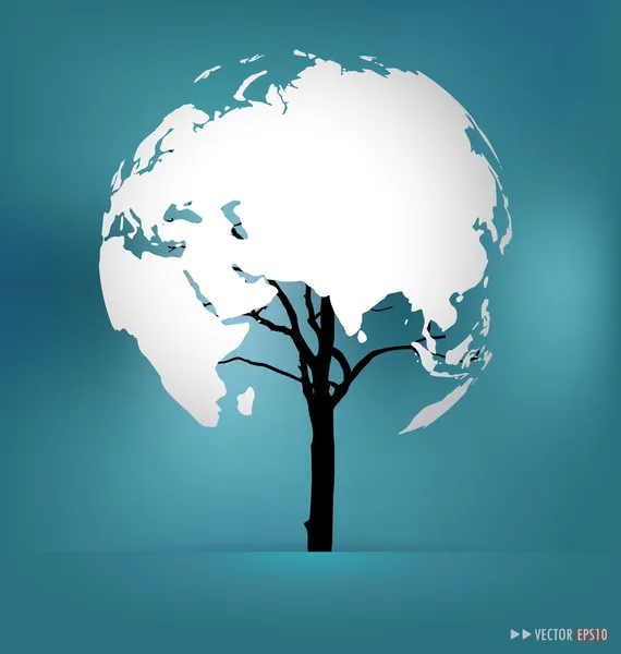 Tree shaped world map. Vector illustration. — Stock Vector