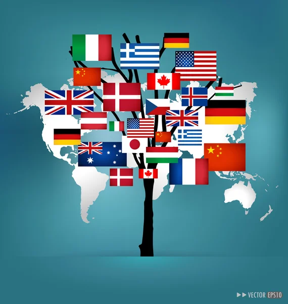 Bandeiras mundiais. Ilustração vetorial . — Vetor de Stock