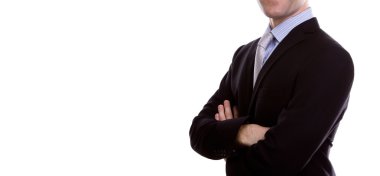 Beyaz arka plan karşı genç iş adamı portresi